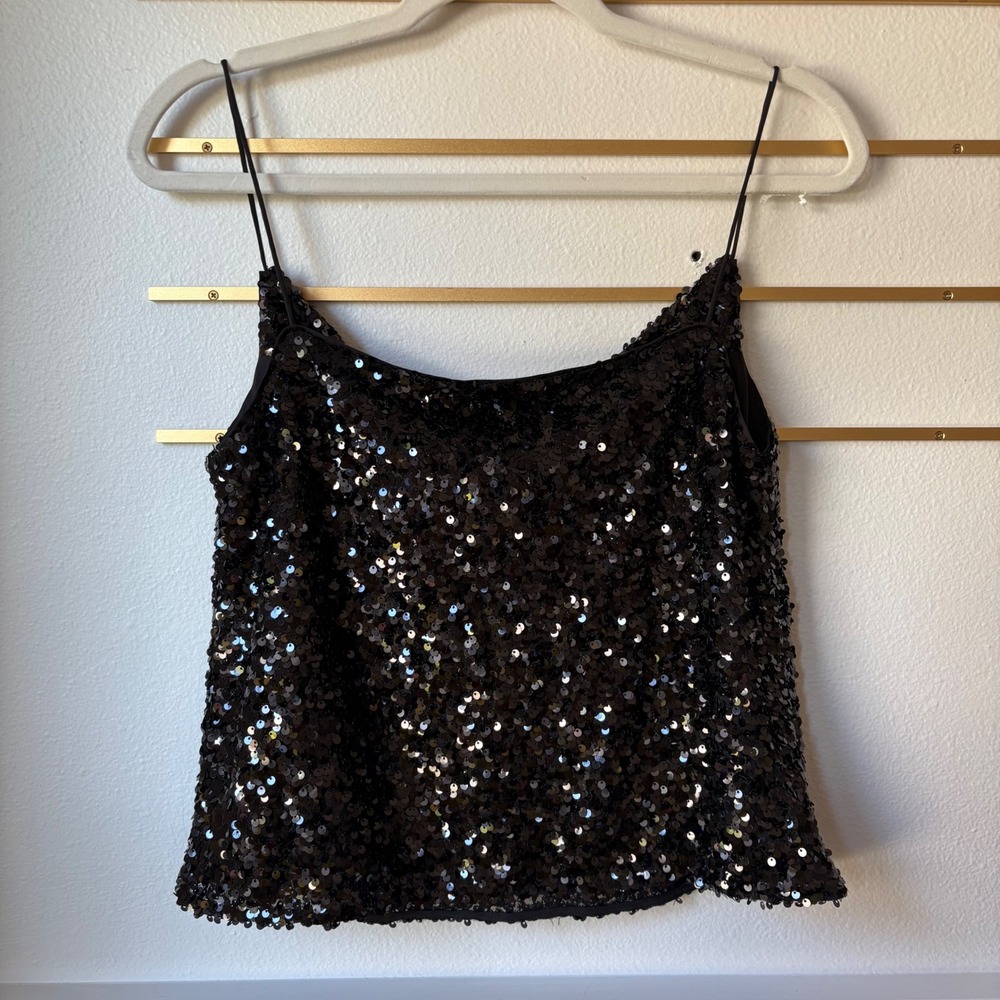 $185 NWT SACHIN & BABI Jesse Sequin Cami Black Prom Formal Party‎ Tank SMALL - Picture 6 of 8